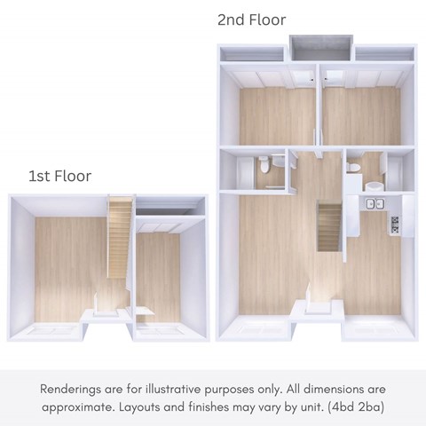A diagram shows the layout of a 1st and 2nd floor apartment.